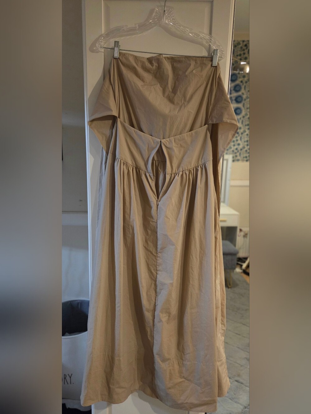 ST. AGNI Gathered Strapless Tie Back Maxi Dress in Creme / Beige - Picture 4 of 5